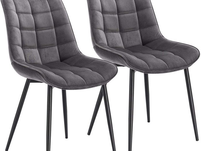 _Set of 2 Dining Room Chairs, Kitchen Chairs, Upholstered Chairs, Living Room Chairs with Back Rest, Velvet Seat, Metal Legs