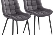 _Set of 2 Dining Room Chairs, Kitchen Chairs, Upholstered Chairs, Living Room Chairs with Back Rest, Velvet Seat, Metal Legs