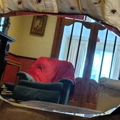 Vintage Art Deco Frameless Oval Bevelled Mirror 69x40cm