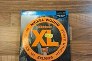 Daddarrio 5 String Nickle 50 to 135 Bass EXL160-5