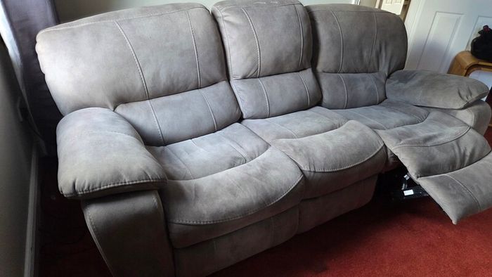 3-Seater Electric Reclining Sofa  Grey Fabric  Excellent Condition