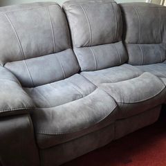 3-Seater Electric Reclining Sofa  Grey Fabric  Excellent Condition