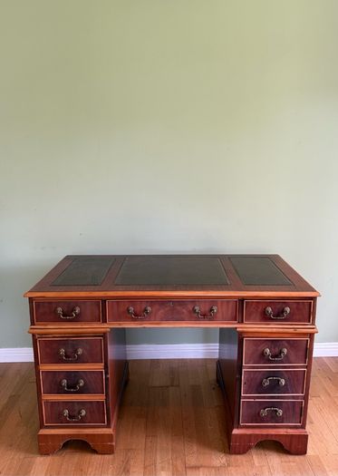 Solid wood Executive Pedestal Desk with Leather Top