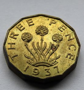 1937 3D George VI Three 3 Pence