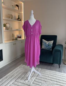Ladies Pink & White Polka Dot Dress