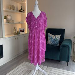 Ladies Pink & White Polka Dot Dress