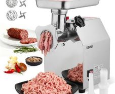Commercial Electric Meat Grinder, 3.2 kg/min Capacity, #12 Industrial Meat Mincer with 2 Stainless Steel Blades, 2 Grinding Plates, 850W Heavy-Duty Sausage Maker, for Kitchen, Restaurant
