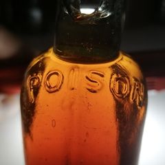 28 - Antique Sea Glass Cork Top Victorian Poison Bottle