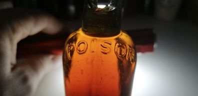 28 - Antique Sea Glass Cork Top Victorian Poison Bottle