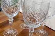 4 Cut Glass Red Wine Goblets