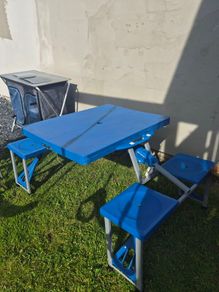 Folding Camping Picnic Table with 4 Seats Portable Suitcase Style