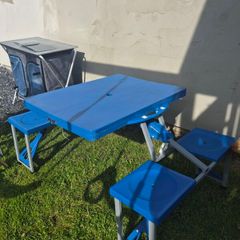 Folding Camping Picnic Table with 4 Seats Portable Suitcase Style