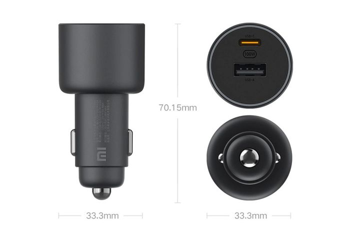 Xiaomi Mi 100W PD/PPS/QC4.0 Dual USB Mobile/Tab/Laptop Super Fast Car Charger + 1M USB-C PD 100W Charging Cable (Brand New/Warranty)