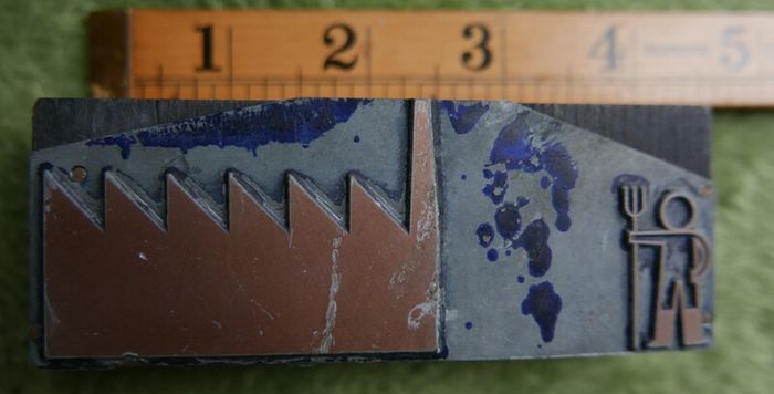Vintage  Printing Plate on Wood Block Photo Negative