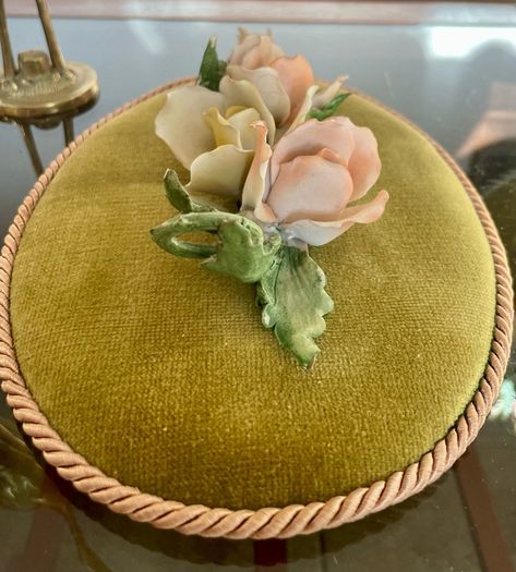 Vintage Pair Genuine Capo di monte 3D Porcelain Floral Wall Plaques with Label
