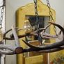 Rustic Antler Chandelier with Amber Glass Shades Image 4