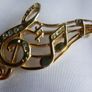 Vintage Jewelry Beautiful Gold Tone and Rhinestone Music / Notes on Staff / Music Lover Pin Brooch Image 9