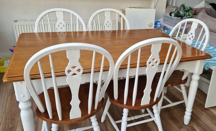 Wood dining table with 6 chairs