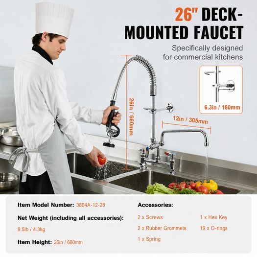 Commercial Faucet with Sprayer Brass (66 cm)