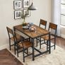 _Set of 2 Industrial Style Dining Chairs Metal Frame Dining Room Living Room Kitchen Vintage Brown-Black Image 2