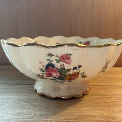 Vintage Staffordshire Floral Footed Fruit Bowl