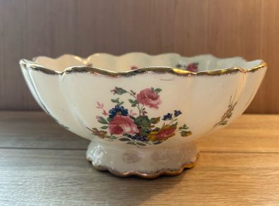 Vintage Staffordshire Floral Footed Fruit Bowl