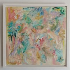 Large Original Abstract Painting Contemporary Art Modern Irish abstract art Framed Warm Botanical Art