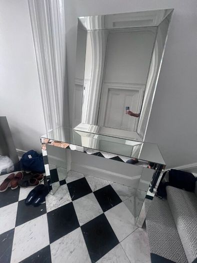 Mirrored Console Table & Matching Mirror for sale