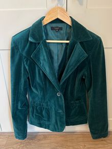 Villa green cotton velvet jacket, size M