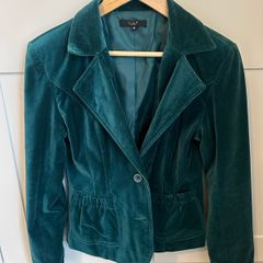 Villa green cotton velvet jacket, size M