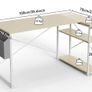 L Shaped Desk with Power Outlets 100x70 cm Corner Computer Desk Writing Table, Reversible Large Storage Shelves, Bookshelf Workstation for Study Play Work Bedroom Home Office Beige Image 3
