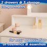 Wooden Dressing Table with LED Mirror & Lights - White Bedroom Vanity Makeup Desk Set with Storage Drawers, Plug Sockets & Organiser, 80 x 40 x 145cm Image 4