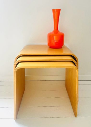 Post Modern bent plywood nesting tables by Habitat c1990