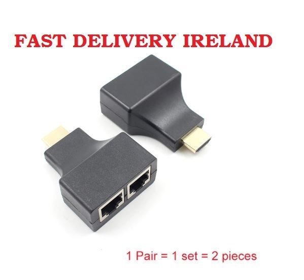 HDMI Extender to Dual Ports RJ45 CAT5e CAT6 Cable up to 30 Metre HDTV PS3 STB