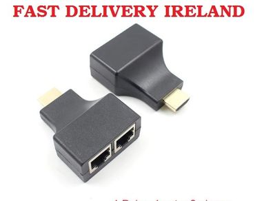 HDMI Extender to Dual Ports RJ45 CAT5e CAT6 Cable up to 30 Metre HDTV PS3 STB