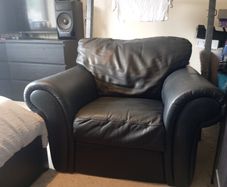 Italian black leather  couch 2 seater + armchair