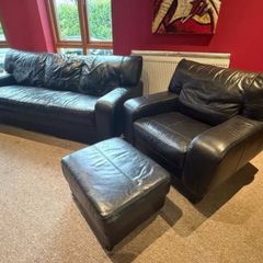 PRICE CRASH Black Leather Sofa Suite Bargains