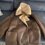 Brown Zara Leather winter pilot coat xs oversized fit Image 3