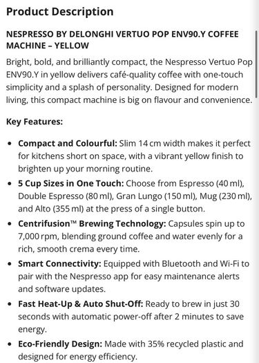 Nespresso Coffee Machine