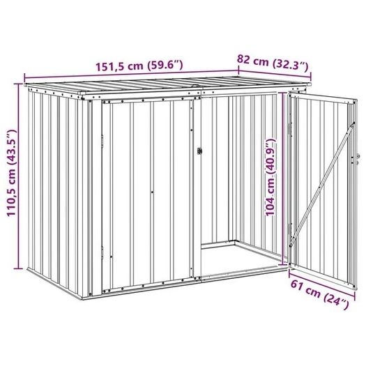 Garden Storage Box Brown 151.5 x 82 x 110.5 cm Steel