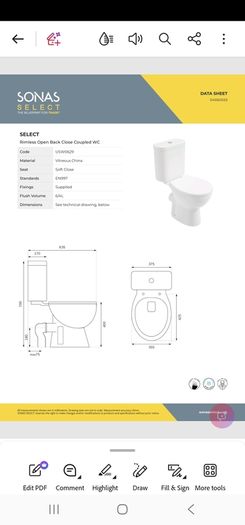 2x Sonas Select Open Back Rimless Soft Close Toilets