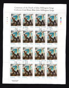 2009 Ireland Death Centenary of John Millington Synge Stamp Sheetlet Plate 1B1B1B1B  Fine CDS Used with Dublin cancel of 24th May 2009 (First day of issue)