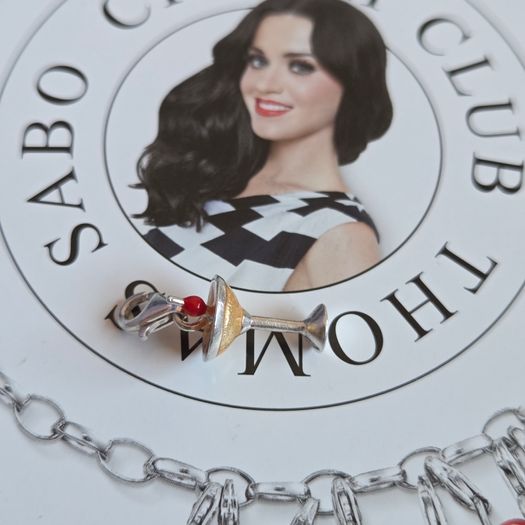 Thomas Sabo  Cocktail charm 925 sterling silver with orange/enamel and a small  red cherry detail