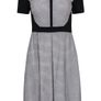 Karen Millen Black & White Textured Pleated A-Line Dress Image 6