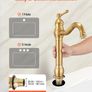 Single Handle Sink Faucet, Solid Brass Single Handle Kitchen Faucet, 1 or 3 Hole Kitchen Faucets with Push-Button Drain Image 5