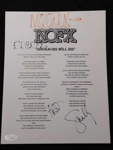NOFX Signed Lyric Sheet/All Four Members