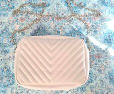 Shein White Chevron Quilted Crossbody Chain Bag