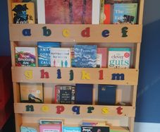 TidyBooks Children's book shelves - wall hung.      Width: 77 centimetres Height: 115 centimetres Depth: 7 centimetres