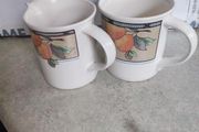 Mikasa Intaglio Garden Harvest Cappuccino Mug AND MILK JUG , Intaglio, Fruit &amp; Leaves On Rim, Cream,