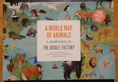 The Doodle Factory World Map of Animals 1000 Piece Jigsaw Puzzle